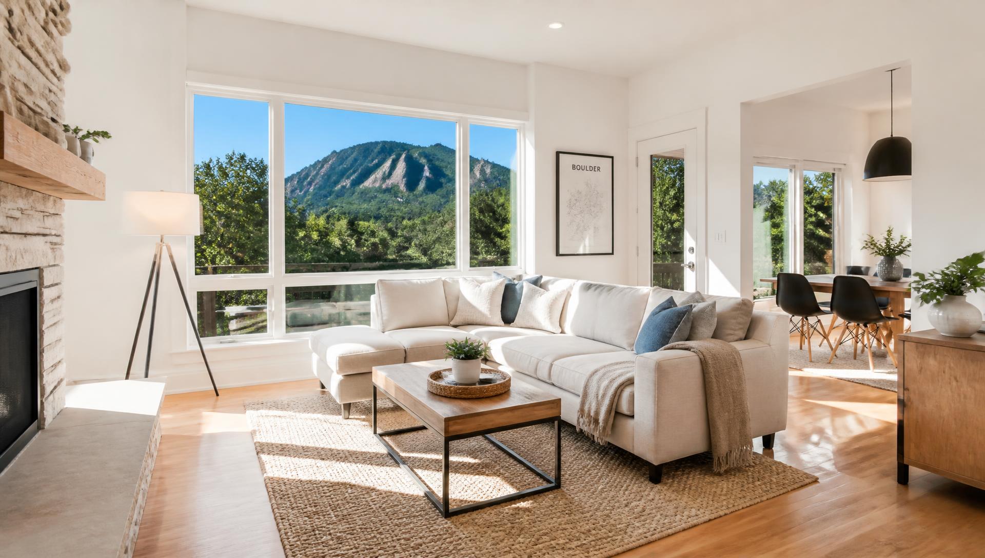 Bright, freshly cleaned living room in a Boulder, CO home